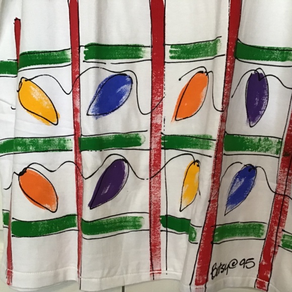 NWT vintage 1995 Hand painted Christmas T-shirt - Picture 3 of 12